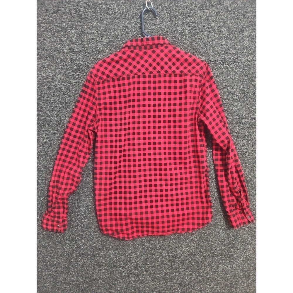 Cactus Menswear Medium Long Sleeve Black Pearl Snap Button Down Red Black Plaid - Picture 2 of 12